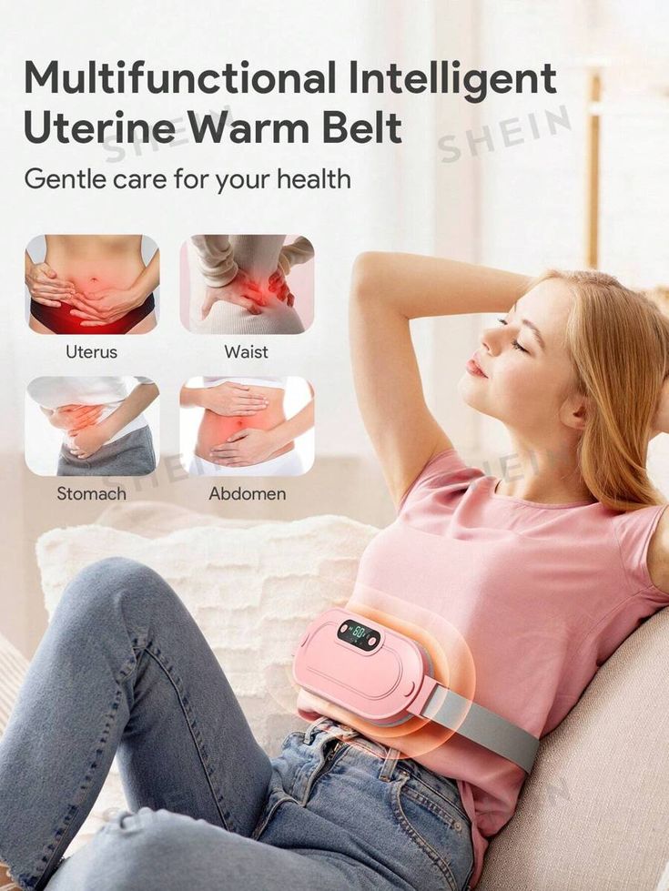 HEALTHTHUMB Heating Pads, Period Cramp Massager Portable Cordless Heating Pad 6 Heat Levels and 6 Massage Modes for Back Pain Relief Menstrual Heating Pad Massager