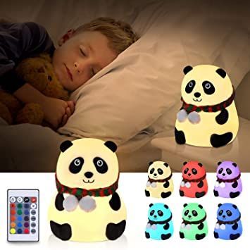 GoLine Cute Panda Gifts Night Lights for Girls Boys Bedroom, Gifts for Toddlers Babies Boys, 7 Colors Changing Night Light for Bedroom with Remote Control.