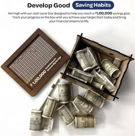 Wooden Money Saving Box for Kids & Adults